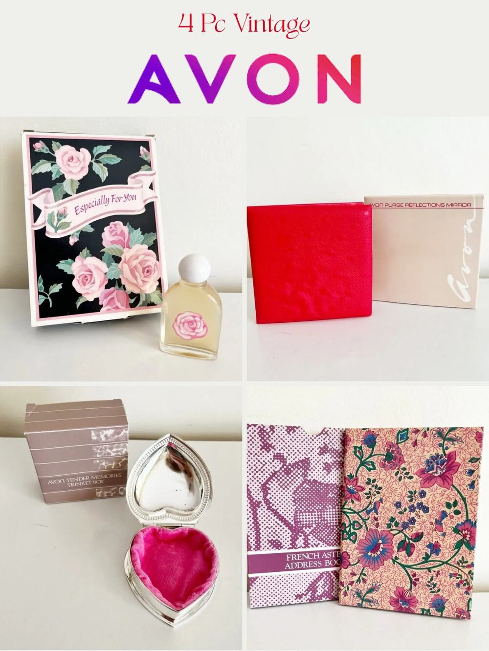 AVON Vintage 1980s Gift Set Bundle NIB | Trinket Box Mirror Perfume Address Book